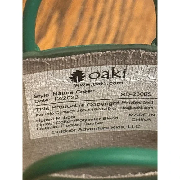 Oaki Nature Green Kids Rubber Rain Boots Size 10 Pull On Handles SD-23065 - Picture 6 of 7